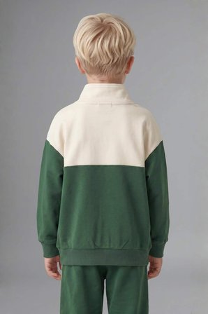 Dik Yaka Baskılı Sweatshirt Eşofman Altı 2'li Takım Erkek Bebek