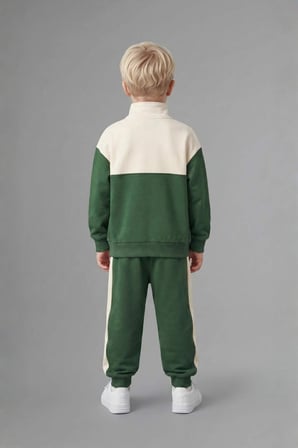 Dik Yaka Baskılı Sweatshirt Eşofman Altı 2'li Takım Erkek Bebek