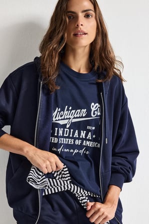 DeFacto Pamuklu Relax Fit Kapüşonlu Basıc Kalın Fermuarlı Sweatshirt C1809AX26WNNV251