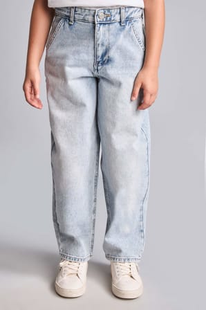 DeFacto Baggy Fıt Jean Açık Mavi Pantolon Kız Çocuk H6244A826AUNM39