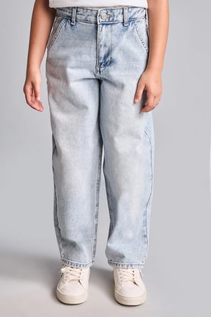 DeFacto Baggy Fıt Jean Açık Mavi Pantolon Kız Çocuk H6244A826AUNM39