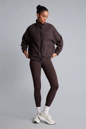 Regular Fit Dik Yaka Fermuarlı Pelüş Mont