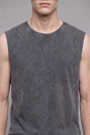 DeFacto %100 Pamuk Oversize Dikiş Detaylı Yıkanmış Efektli Bisiklet Yaka Basic Atlet I5176AX26HSAR221
