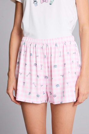 DeFacto Ultra Yumuşak Regular Fıt Kısa Kollu 2'li Açık Pembe Şortlu Pijama Takımı H6954AX26SMPN648