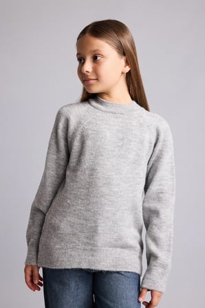 Reglan Kol Bisiklet Yaka Triko Basic Kazak Kız Çocuk