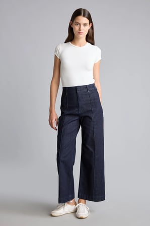 Ön Dikişli Culotte Yüksek Bel Duble Paça Jean Pantolon