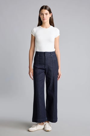 Ön Dikişli Culotte Yüksek Bel Duble Paça Jean Pantolon