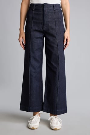 Ön Dikişli Culotte Yüksek Bel Duble Paça Jean Pantolon