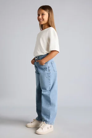 Baggy Fıt Jean Pantolon Kız Çocuk
