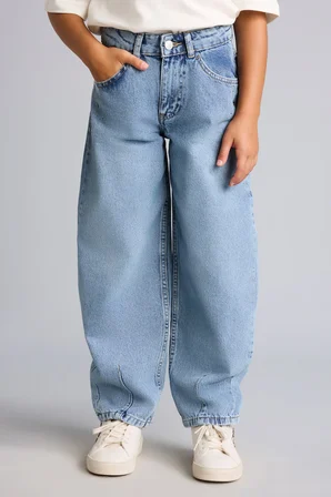 Baggy Fıt Jean Pantolon Kız Çocuk