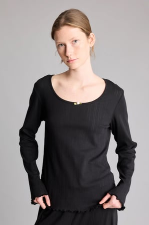 %100 Pamuk Dalgalı Bitişli Regular Fit Uzun Kollu 2'li Pijama Takımı