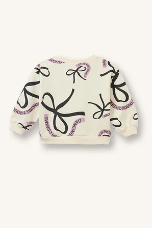 Baskılı Bisiklet Yaka Sweatshirt Kız Bebek