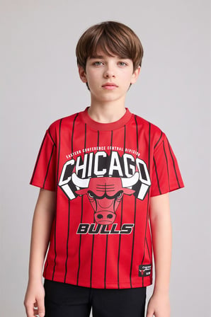 DeFacto NBA Chıcago Bulls New Regular Fıt Bisiklet Yaka Kısa Kollu Tişört Erkek Çocuk H2879A826HSRD70