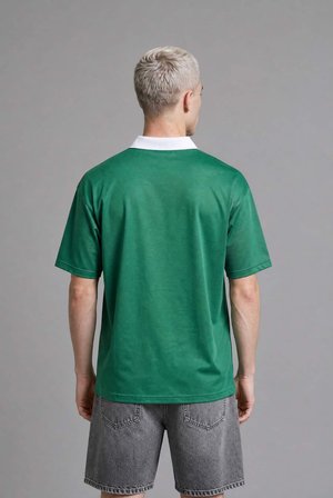 DeFacto Boxy Fıt Polo Yaka Baskılı Mesh Forma Kumaş Kısa Kollu Yeşil Tişört I0562AX26HSGN384