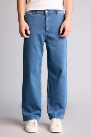 Yumuşak Dokulu Wide Leg Jean Pantolon