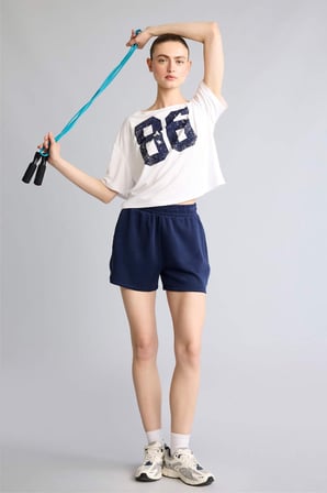 Standart Fıt Sporcu Crop Fit Modal Lacivert Şort
