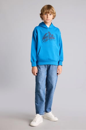 Oversıze Kapüşonlu İçi Yumuşak Tüylü Kalın Kumaş Sweatshirt Erkek Çocuk