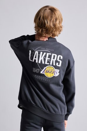 DeFacto NBA Los Angeles Lakers Sırt Baskılı Bisiklet Yaka Çıtçıtlı Sweatshirt Hırka Erkek Çocuk I2236A826WNAR138