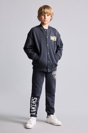DeFacto NBA Los Angeles Lakers Sırt Baskılı Bisiklet Yaka Çıtçıtlı Sweatshirt Hırka Erkek Çocuk I2236A826WNAR138