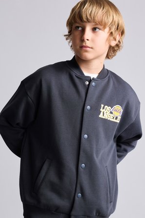DeFacto NBA Los Angeles Lakers Sırt Baskılı Bisiklet Yaka Çıtçıtlı Sweatshirt Hırka Erkek Çocuk I2236A826WNAR138