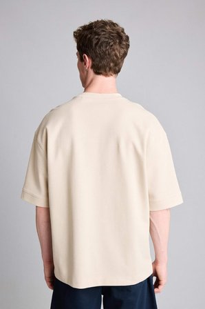 Loose Fit Bisiklet Yaka Kısa Kollu Ağır Kumaş Basic Tişört