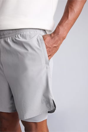 Standart Fit Elastik Bağcıklı Bel Kısa Paça İç Taytlı Dokuma Şort