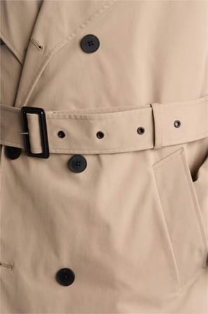 DeFacto Slim Fit Astarlı Düğmeli Cepli Kemerli Mevsimlik Trençkot D5528AX26AUBG716