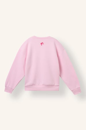 Barbie Relaxed Fit Bisiklet Yaka Baskılı İçi Yumuşak Tüylü Kalın Sweatshirt Kız Çocuk