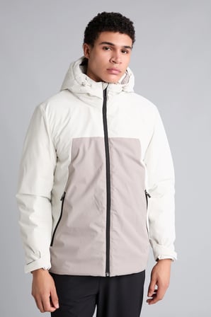Regular Fit Kapüşonlu Renk Bloklu Su Geçirmez Mont