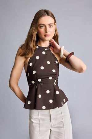 Regular Fıt Halter Yaka Poplin Kolsuz Bluz