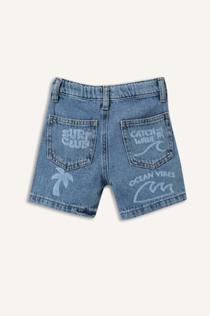 DeFacto Tropikal Desenli Jean Şort Erkek Bebek H7336A526HSNM28