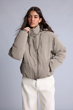 Su İtici Regular Fit Kapüşonlu Şişme Mont