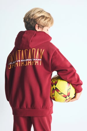 Galatasaray  Kapüşonlu Kalın Sweatshirt Kumaşı Hırka Erkek Çocuk