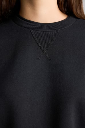 Relax Fıt Bisiklet Yaka Kalın Kumaş Sweatshirt