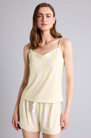 DeFacto Regular Fıt Askılı 2'li Softshell Sarı Pijama Takım H7033AX26SMYL118