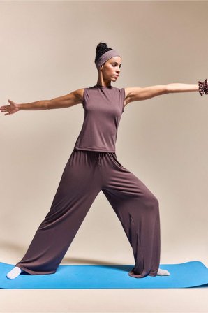 Wıde Leg Standart Paça Standart Boy Modal Sporcu Pantolon