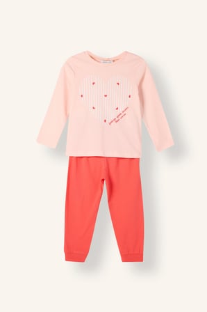 Kalp Desenli 4'lü Pijama Takımı Kız Bebek