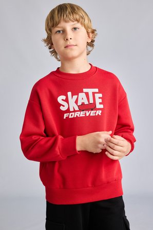 DeFacto Oversize Bisiklet Yaka Sırt Baskılı İçi Yumuşak Tüylü Sweatshirt Erkek Çocuk I0114A826WNRD79