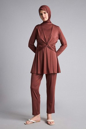 DeFacto Regular Fıt 5'li Kahverengi Burkini Mayo G7445AX26HSBN329
