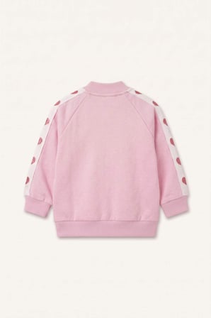 Kalp Desenli V Yaka Kalın Sweatshirt Kumaşı Hırka Kız Bebek