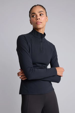 Defacto B0811AXBK81 Siyah Esnek Kumaş Warmtech Standart Fit Dik Yaka Fermuarlı İçi Yumuşak Tüylü Sporcu Uzun Kollu Tişört