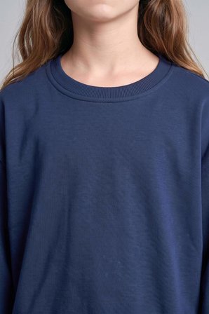 DeFacto Relax Fıt Bisiklet Yaka Lacivert Sweatshirt Kız Çocuk E6842A826AUNV241
