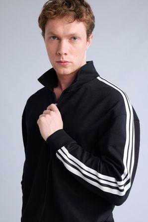DeFacto Nefes Alabilen Boxy Fit Fermuarlı Dik Yaka Sweatshirt F0106AX26AUBK81