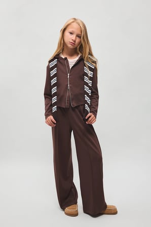 Beli Lastikli Önü Dikişli Wide Leg Modal Eşofman Altı Kız Çocuk