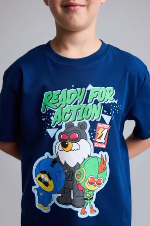 DeFacto %100 Pamuk Super 1 Takım Lisanslı Regular Fıt Elastik Bel 2'li Lacivert Pijama Takımı Erkek Çocuk H7975A826HSNV30