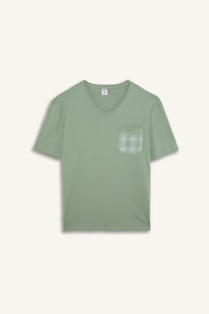 DeFacto %100 Pamuk New Regular Fıt Kısa Kollu 2'li Açık Yeşil Şortlu Pijama Takımı I0877AX26HSGN1107