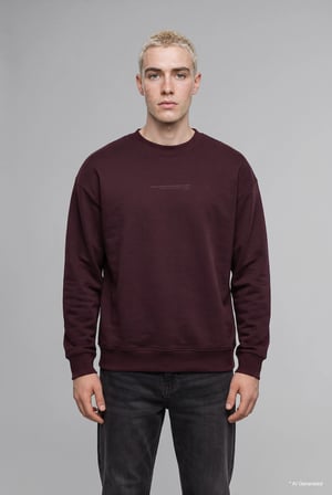 Boxy Fit Uzun Kollu Pamuklu Bisiklet Yaka İçi Yumuşak Tüylü Baskılı Sweatshirt
