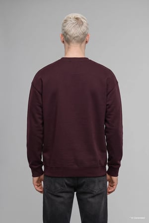 Boxy Fit Uzun Kollu Pamuklu Bisiklet Yaka İçi Yumuşak Tüylü Baskılı Sweatshirt