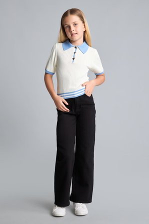 DeFacto %100 Pamuk Wide Leg Düz Paça Cepli Gabardin Pantolon Kız Çocuk H9668A826AUBK27