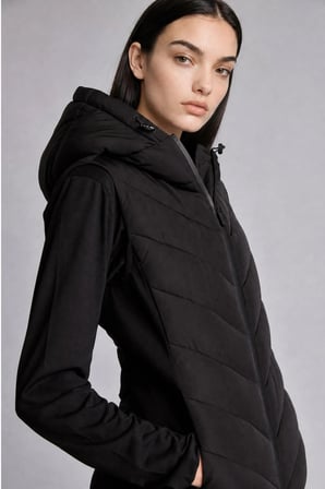 Su İtici Regular Fit Kapüşonlu Kapitone Hibrit Mont